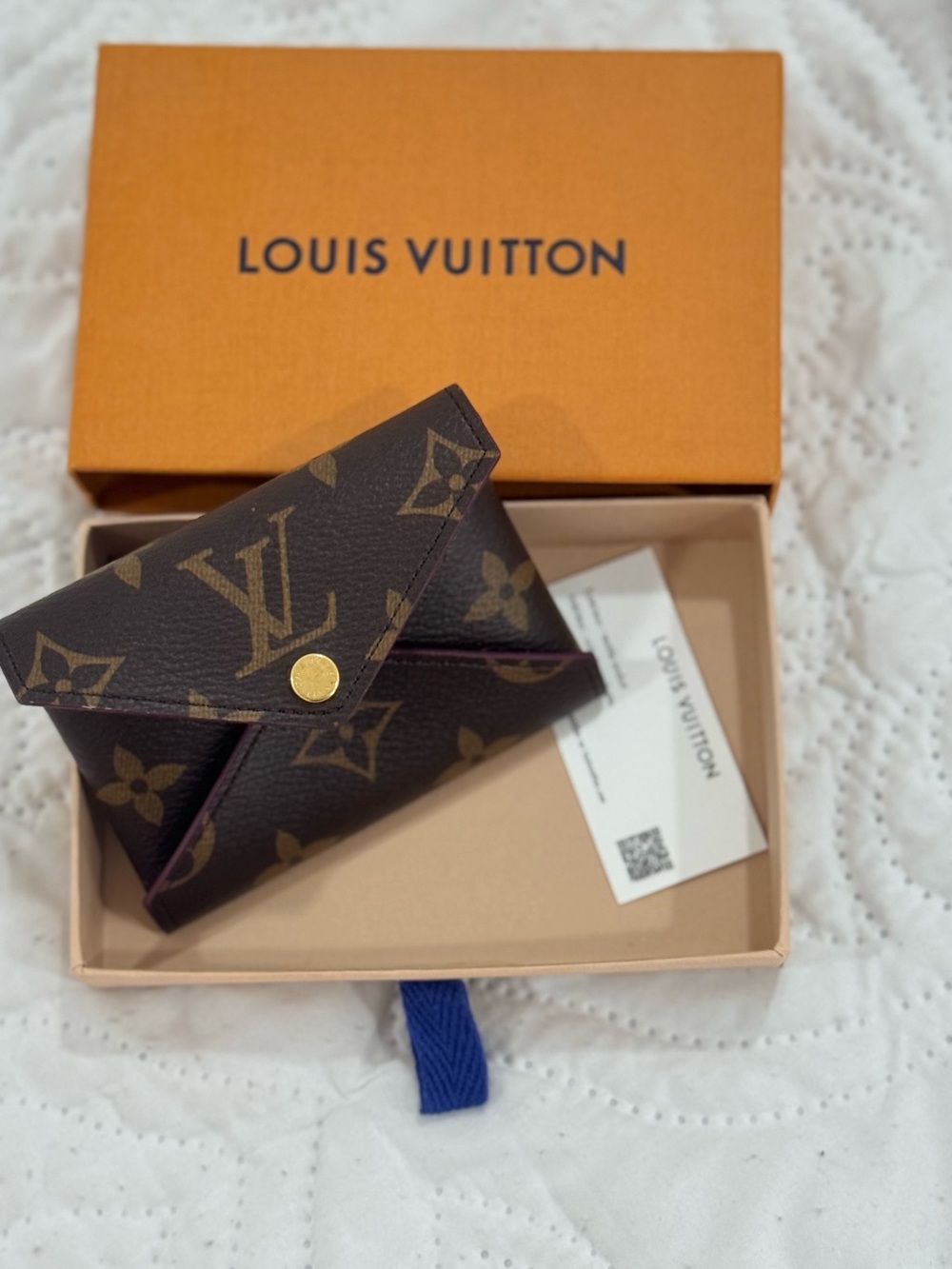 Louis Vuitton Monogram Envelope Card Case in Brown with Gold Snap